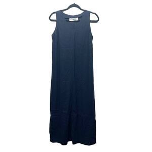 Paul Harris Vintage Pullover Sleeveless Navy Blue Denim Maxi Dress Womens Medium